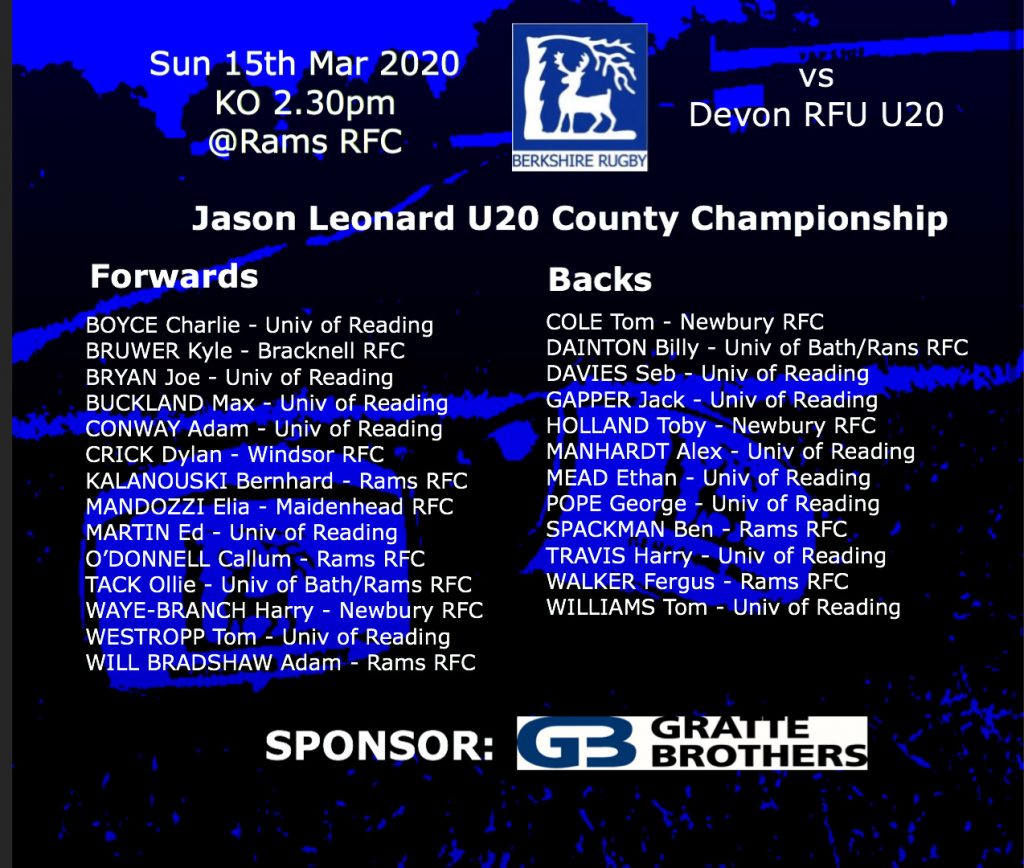 Berks U20 vs Devon U20