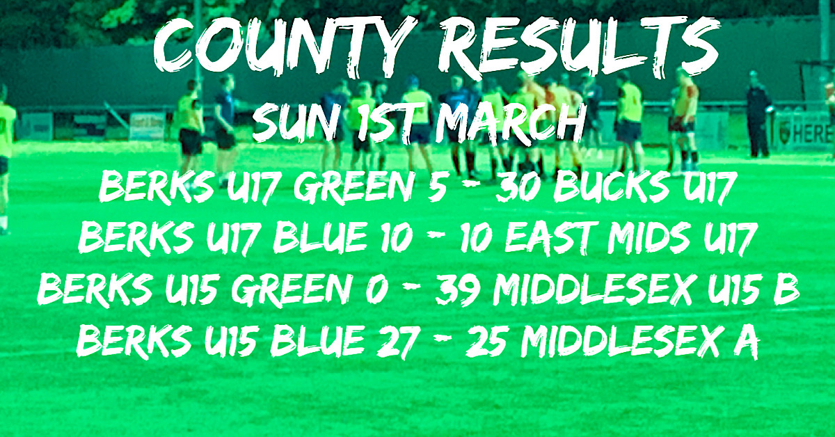 Berkshire County RFU Results – Sun March 2020