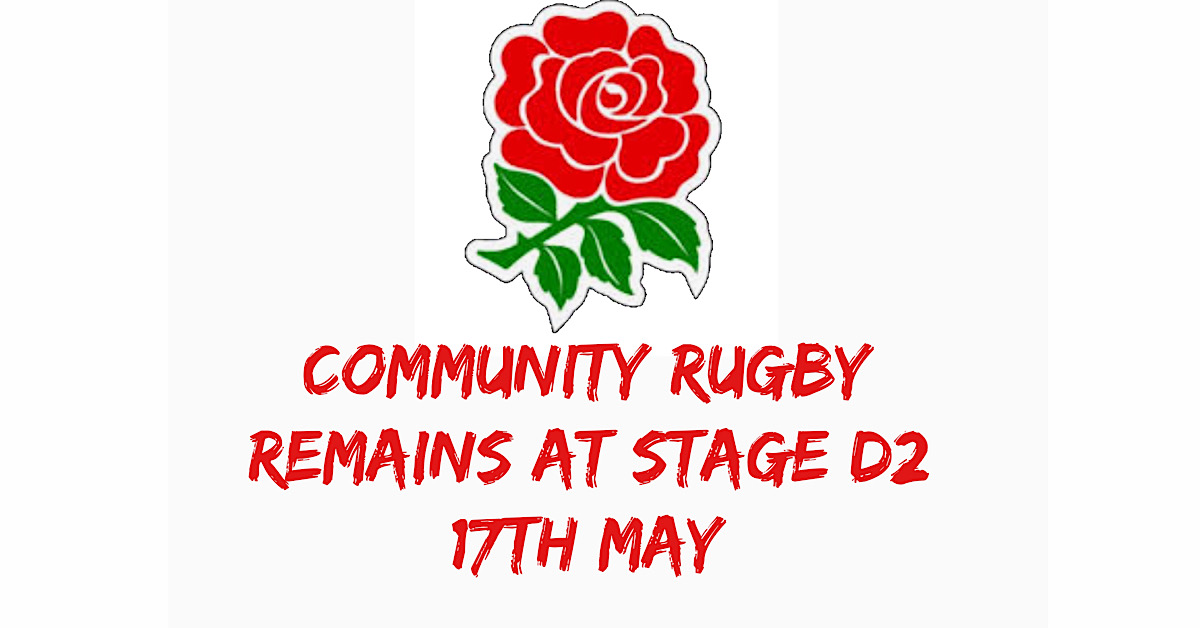Government confirm community rugby to remain at Stage D2 from 17 May