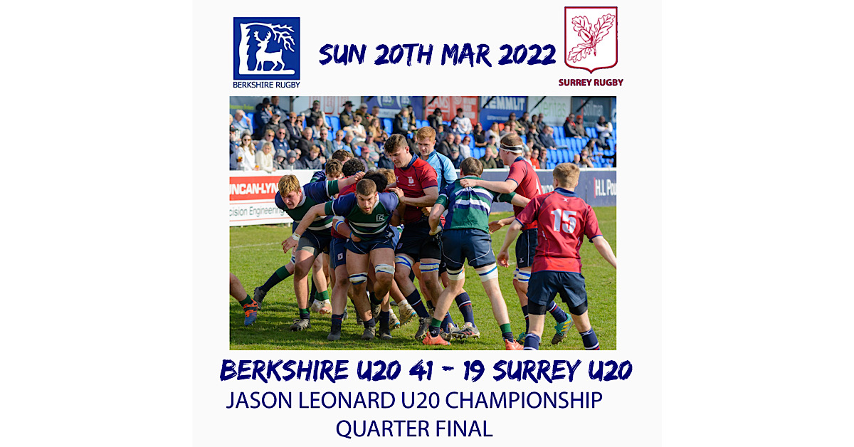 BERKSHIRE RFU U20 look convincing against SURREY RFU U20.