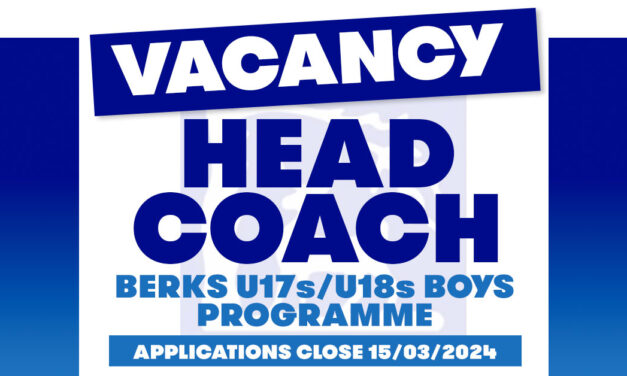 Berkshire RFU, in association with the Rugby Football Union are looking for a Head Coach to lead the u17s/u18s Boys Programme