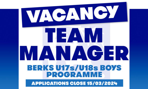 Berkshire RFU, in association with the Rugby Football Union are looking for a Team Manager to lead the u17s/u18s Boys Programme