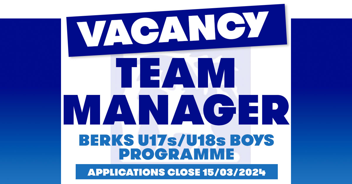 Berkshire RFU, in association with the Rugby Football Union are looking for a Team Manager to lead the u17s/u18s Boys Programme